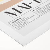 Art deco poster featuring a stylized cocktail glass in vibrant orange and blue tones on rolled canvas.