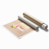 Extra large rolled print of subtle floral art in soft pink and green, ideal for classy bathroom or large living room decor.