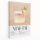 Large stretched canvas featuring a colorful abstract design of food and drinks, ideal for kitchen wall art.