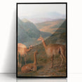 Realism Art Prints - Peaceful Vicuñas in Mountain Landscape on Canvas