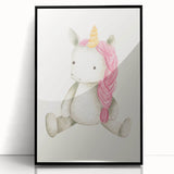 Cute Plush Unicorn Art for Kids - Nursery Wall Art