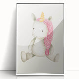 Cute Plush Unicorn Art for Kids - Nursery Wall Art