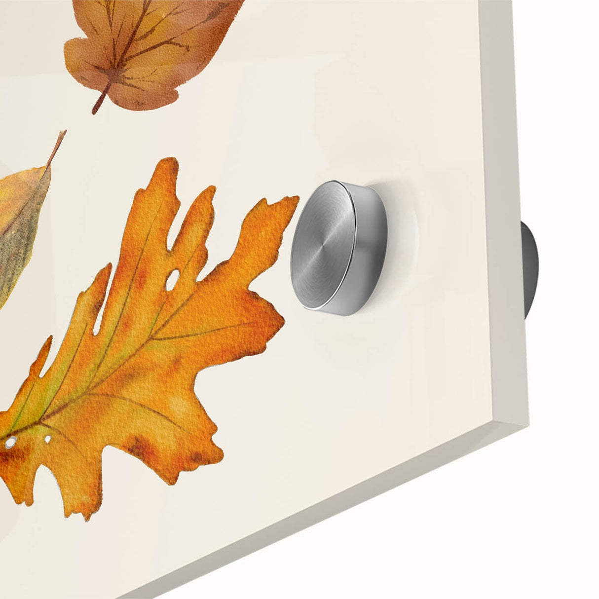 Large abstract wall art with mid-century modernist style, featuring autumnal hues on acrylic glass.