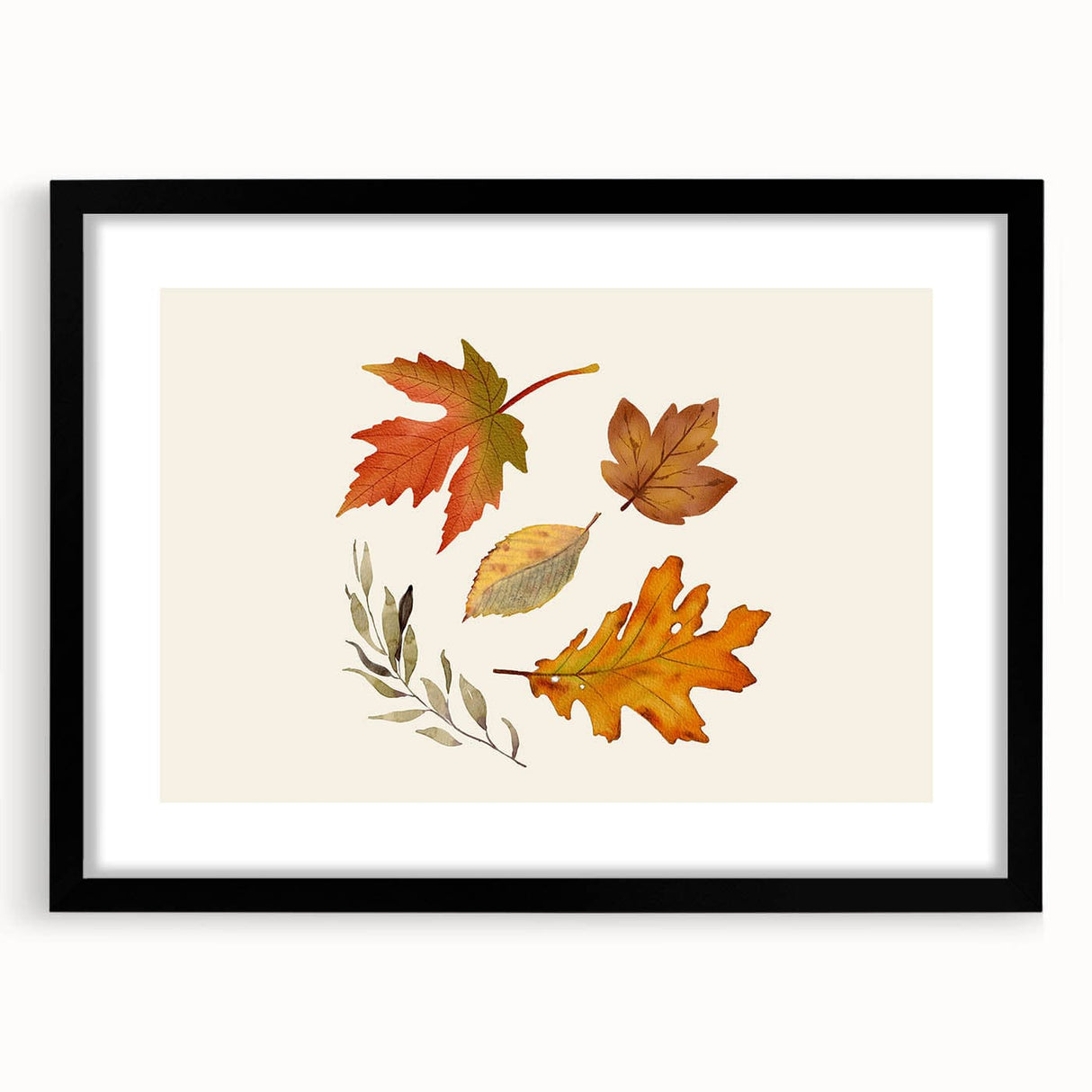 Extra large abstract art print featuring textured, colorful autumn-themed patterns on a black framed canvas.