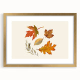 Extra large abstract art print featuring textured autumn hues in a gold frame, ideal for living room decor.