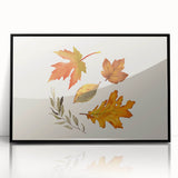 Large abstract wall art featuring autumnal hues on black acrylic, framed, ideal for modern living room decor.