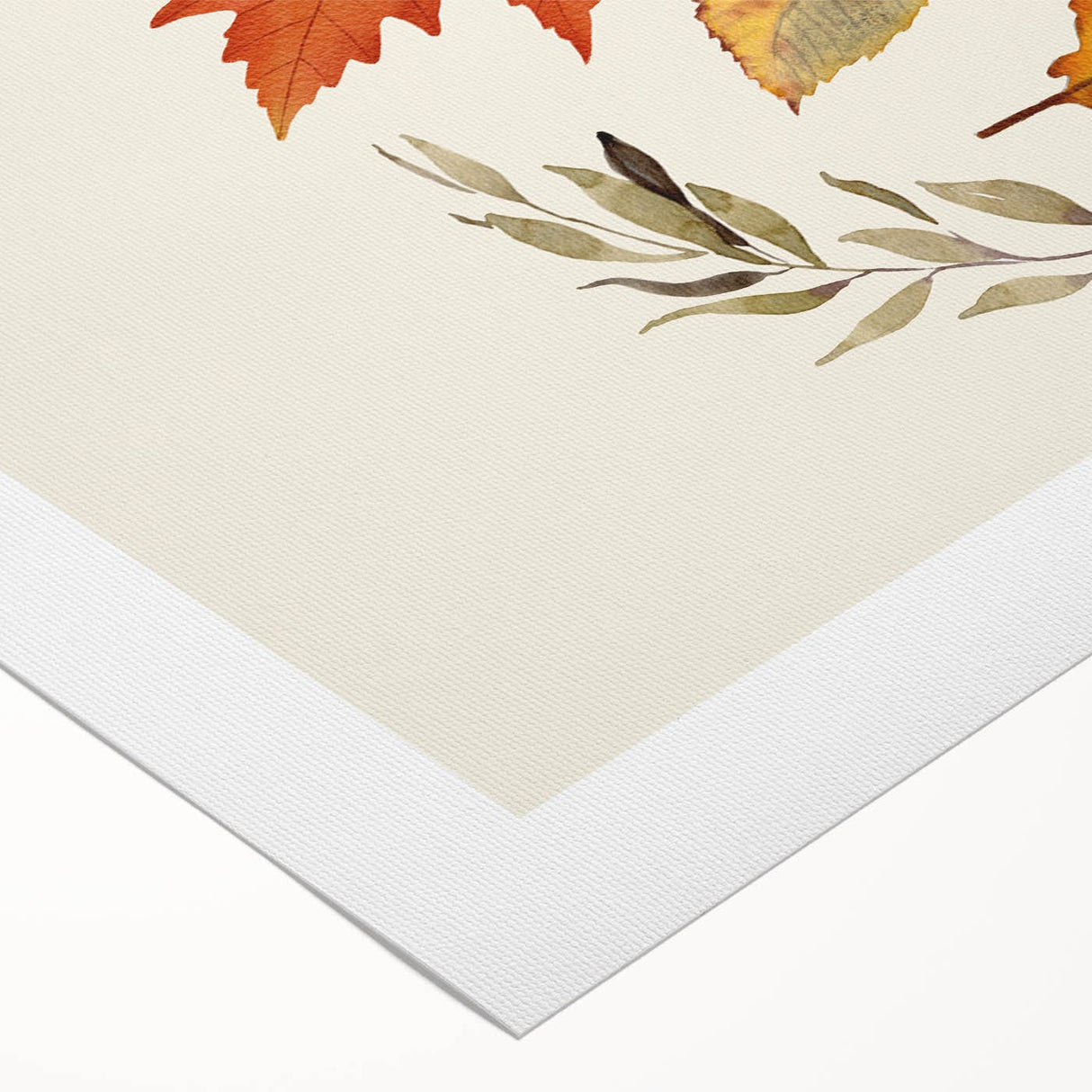 Art deco poster featuring a stylized autumnal scene with warm orange and brown tones on rolled canvas.