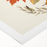 Art deco poster featuring a stylized autumnal scene with warm orange and brown tones on rolled canvas.