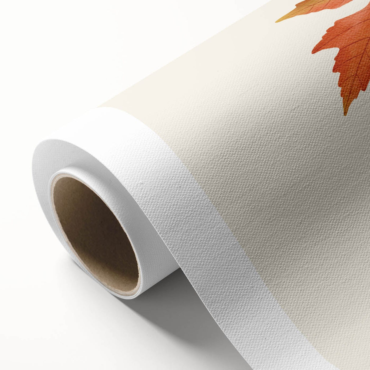 Art deco poster featuring a stylized autumn scene in warm orange and brown tones on rolled canvas.