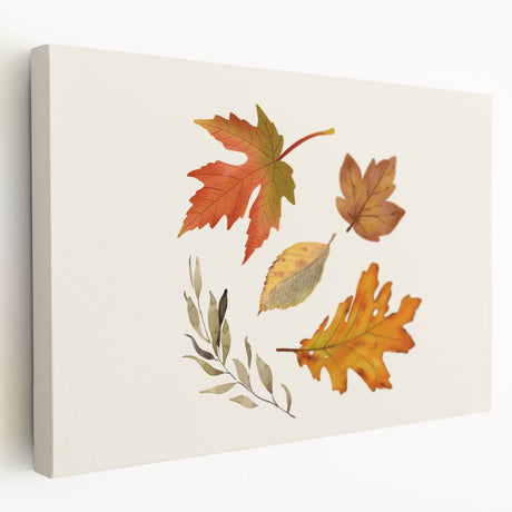Autumn-themed stretched canvas with warm orange and red tones, ideal for kitchen wall art.