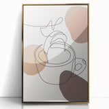 Large art print of a mid-century modernist design in gold tones on acrylic, ideal for modern art wall decor.