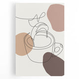 Large black and white stretched canvas featuring a minimalist kitchen utensil design, ideal for kitchen wall art.