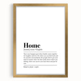 Home Typography Art - "Home" Definition Canvas Print