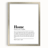 Home Typography Art - "Home" Definition Canvas Print