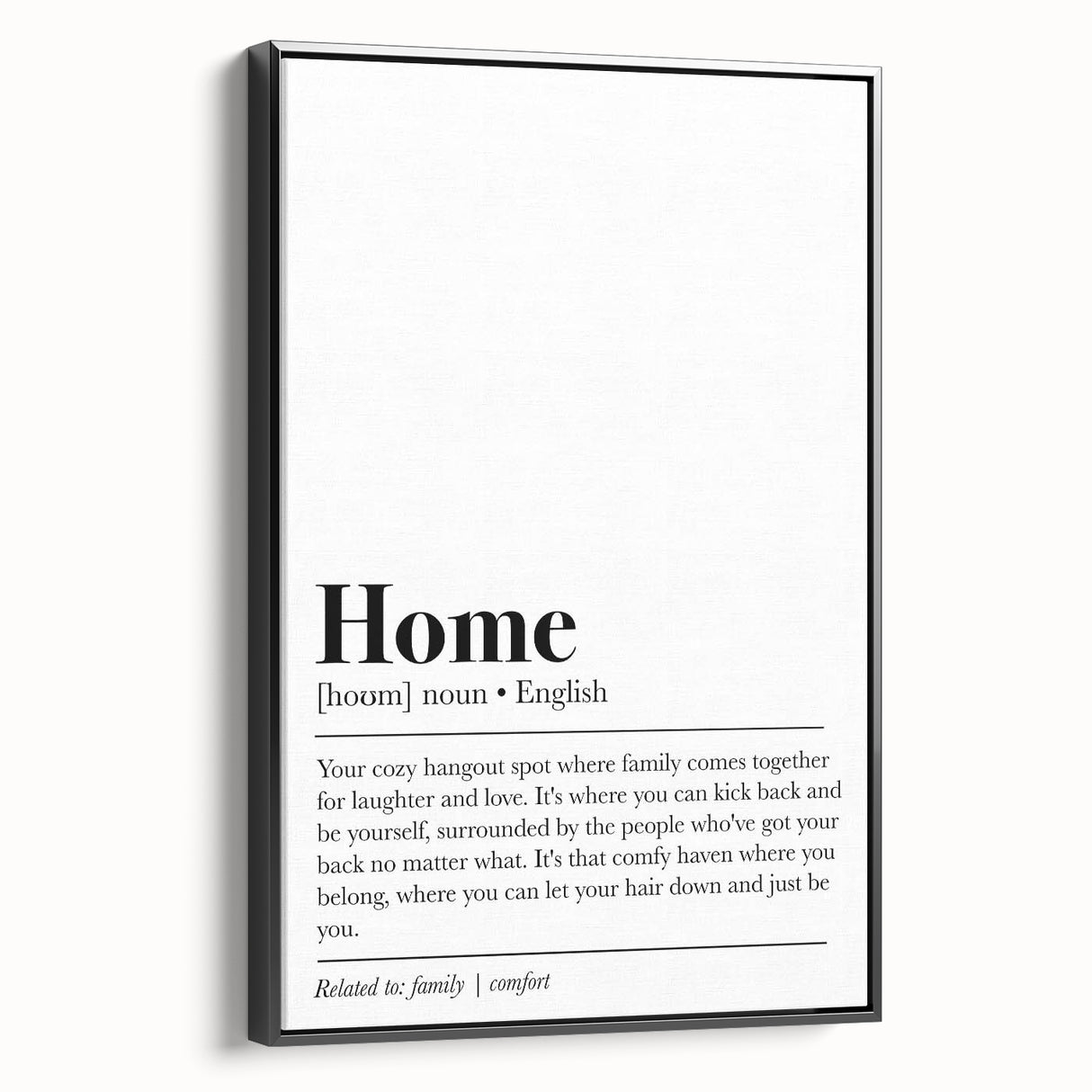 Home Typography Art - "Home" Definition Canvas Print