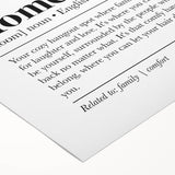 Home Typography Art - "Home" Definition Canvas Print