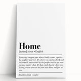 Home Typography Art - "Home" Definition Canvas Print