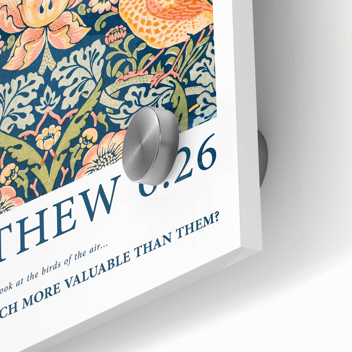Biblical Typography Wall Art - Matthew 6:26 Floral Canvas Print