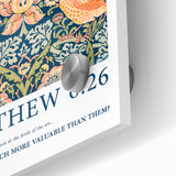 Biblical Typography Wall Art - Matthew 6:26 Floral Canvas Print