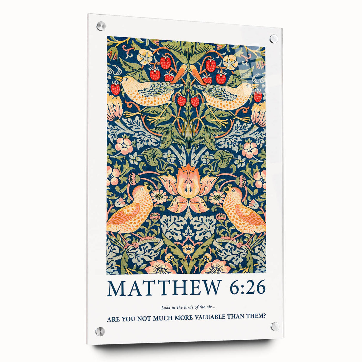 Biblical Typography Wall Art - Matthew 6:26 Floral Canvas Print