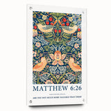 Biblical Typography Wall Art - Matthew 6:26 Floral Canvas Print