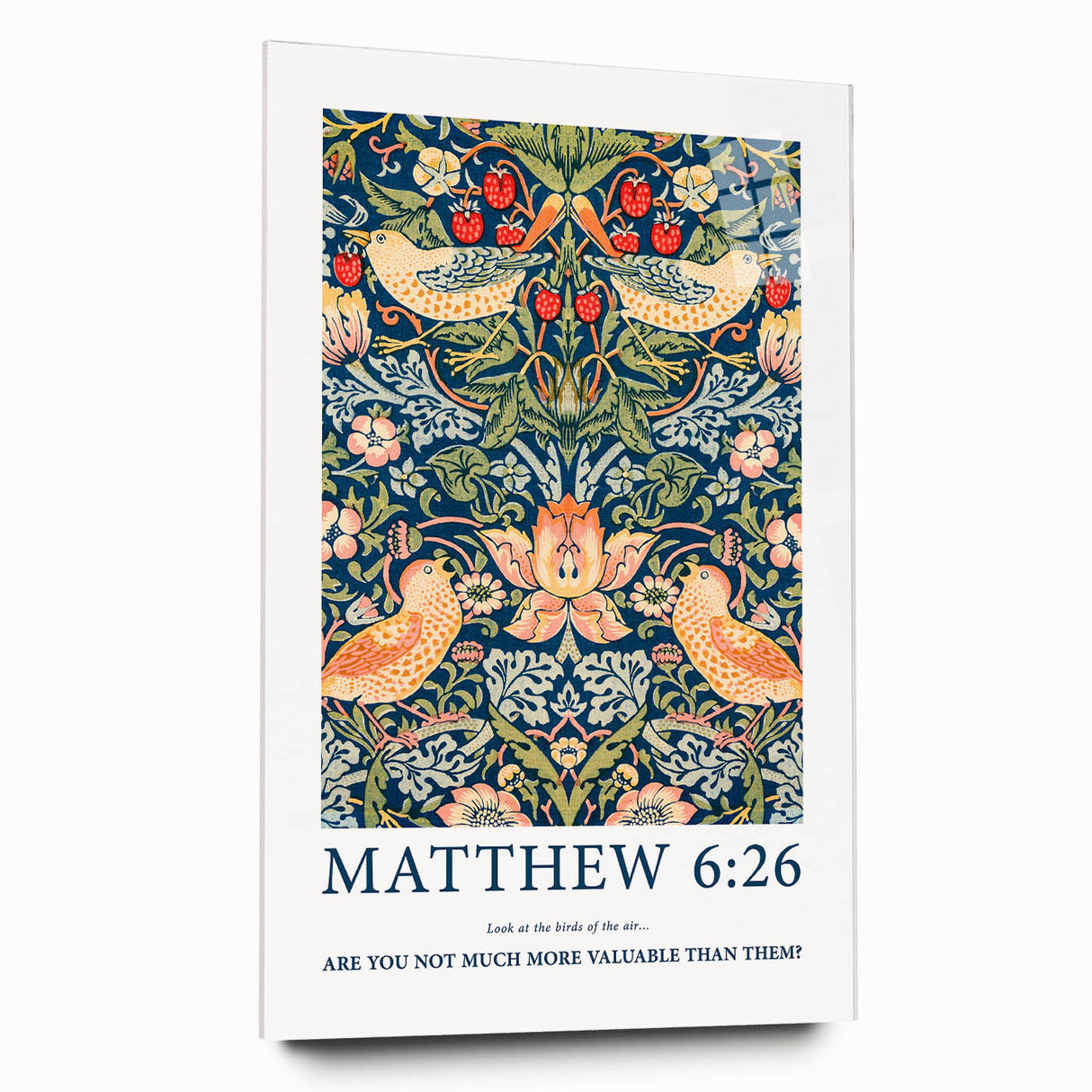 Biblical Typography Wall Art - Matthew 6:26 Floral Canvas Print
