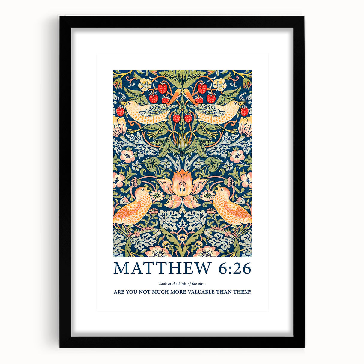 Biblical Typography Wall Art - Matthew 6:26 Floral Canvas Print