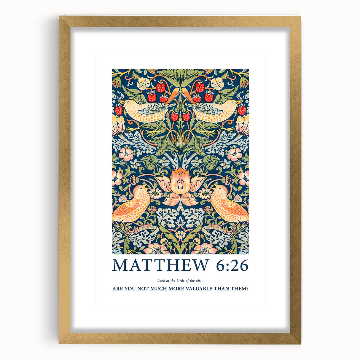 Biblical Typography Wall Art - Matthew 6:26 Floral Canvas Print