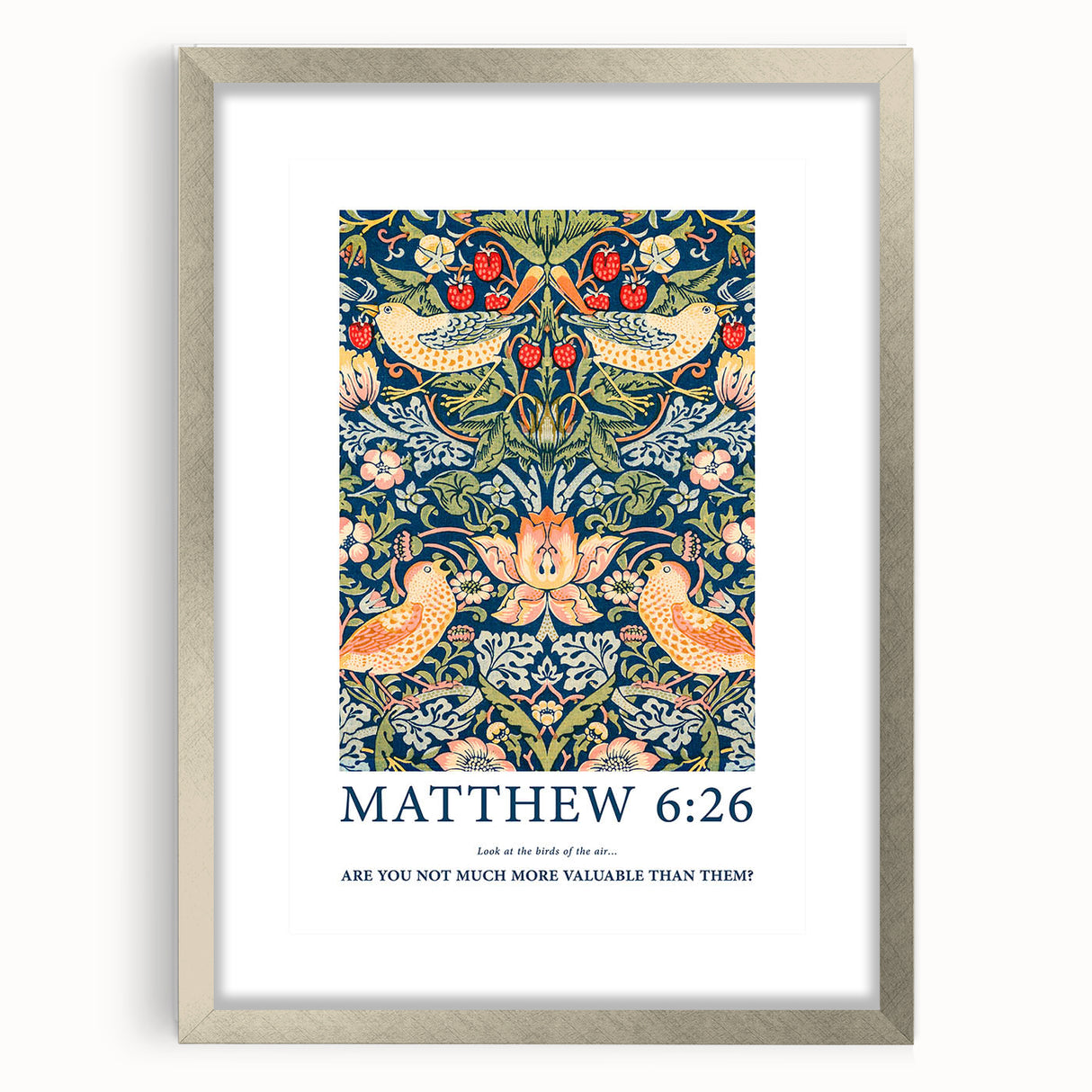Biblical Typography Wall Art - Matthew 6:26 Floral Canvas Print