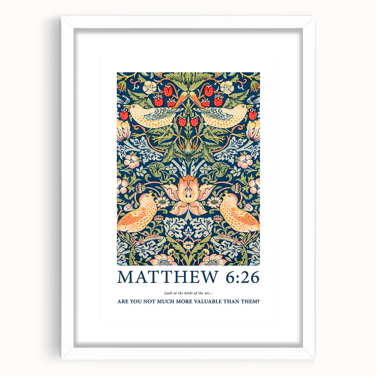 Biblical Typography Wall Art - Matthew 6:26 Floral Canvas Print