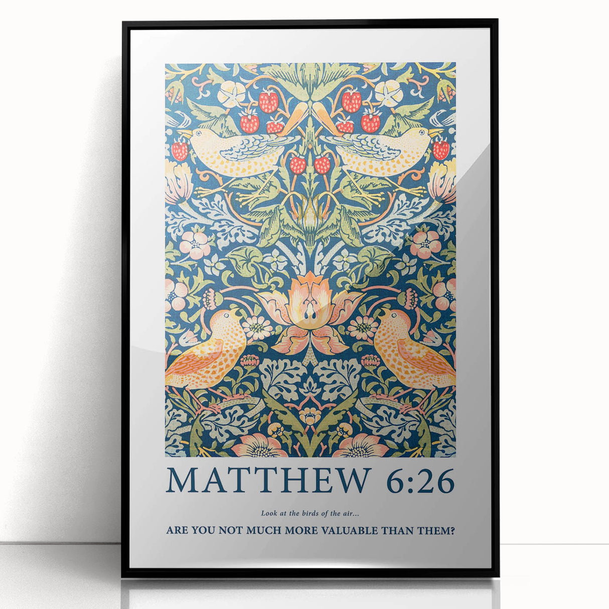 Biblical Typography Wall Art - Matthew 6:26 Floral Canvas Print