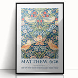 Biblical Typography Wall Art - Matthew 6:26 Floral Canvas Print
