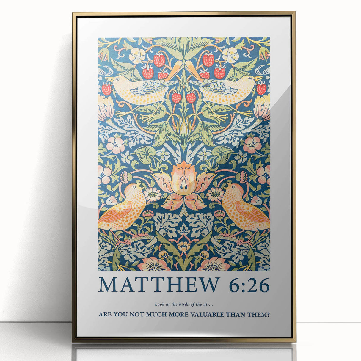 Biblical Typography Wall Art - Matthew 6:26 Floral Canvas Print