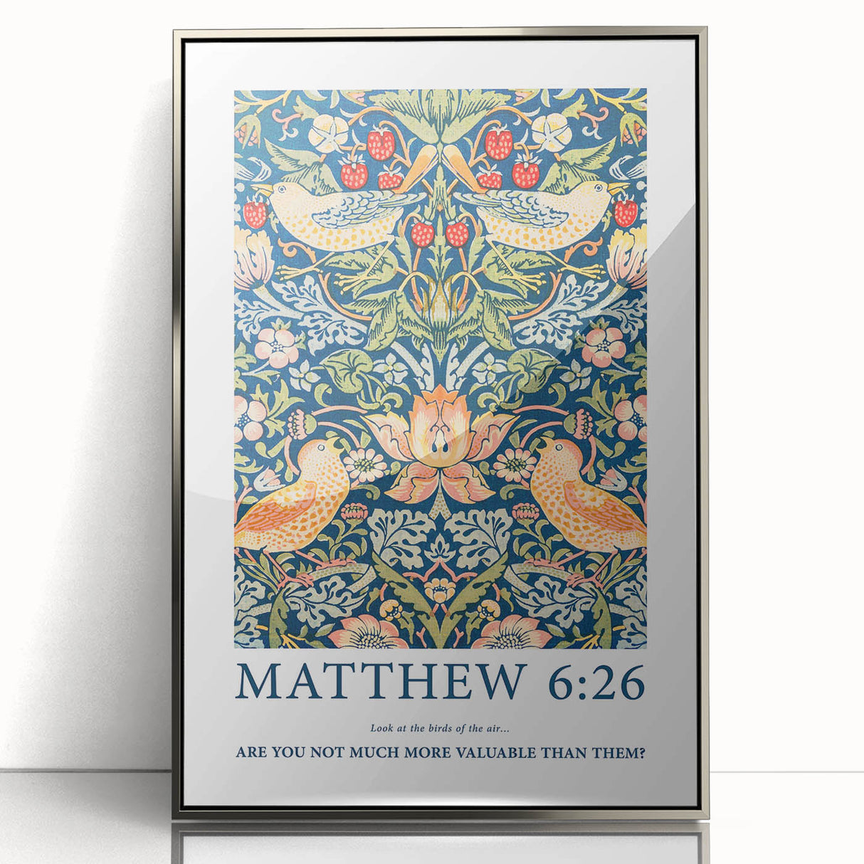 Biblical Typography Wall Art - Matthew 6:26 Floral Canvas Print