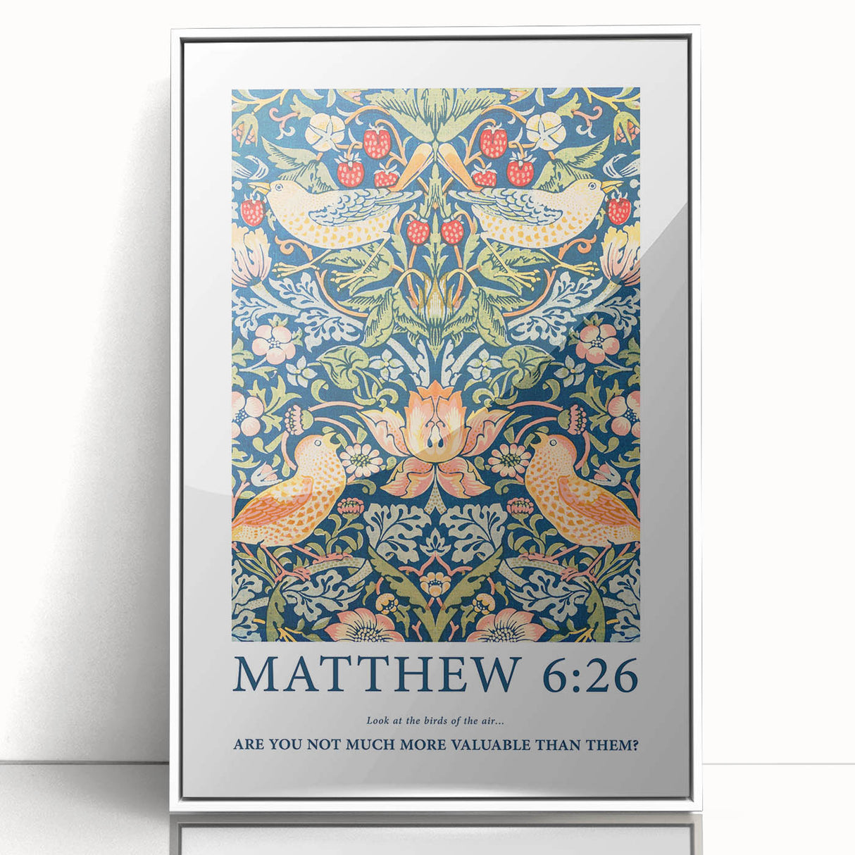Biblical Typography Wall Art - Matthew 6:26 Floral Canvas Print