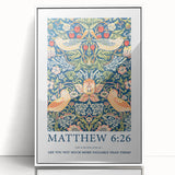 Biblical Typography Wall Art - Matthew 6:26 Floral Canvas Print