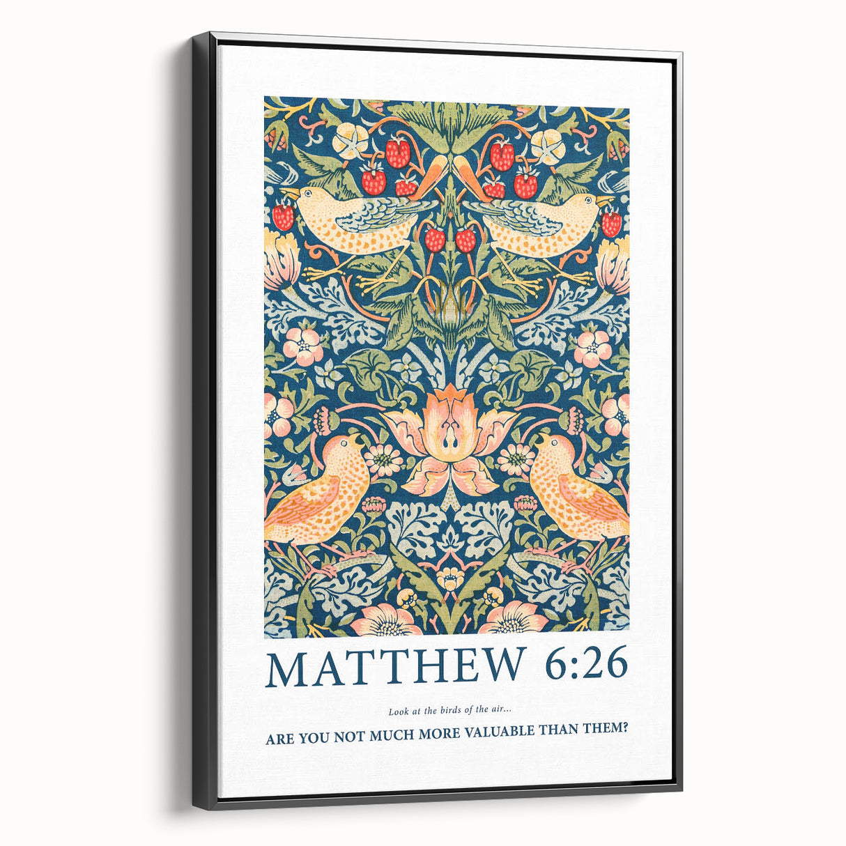 Biblical Typography Wall Art - Matthew 6:26 Floral Canvas Print