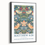Biblical Typography Wall Art - Matthew 6:26 Floral Canvas Print