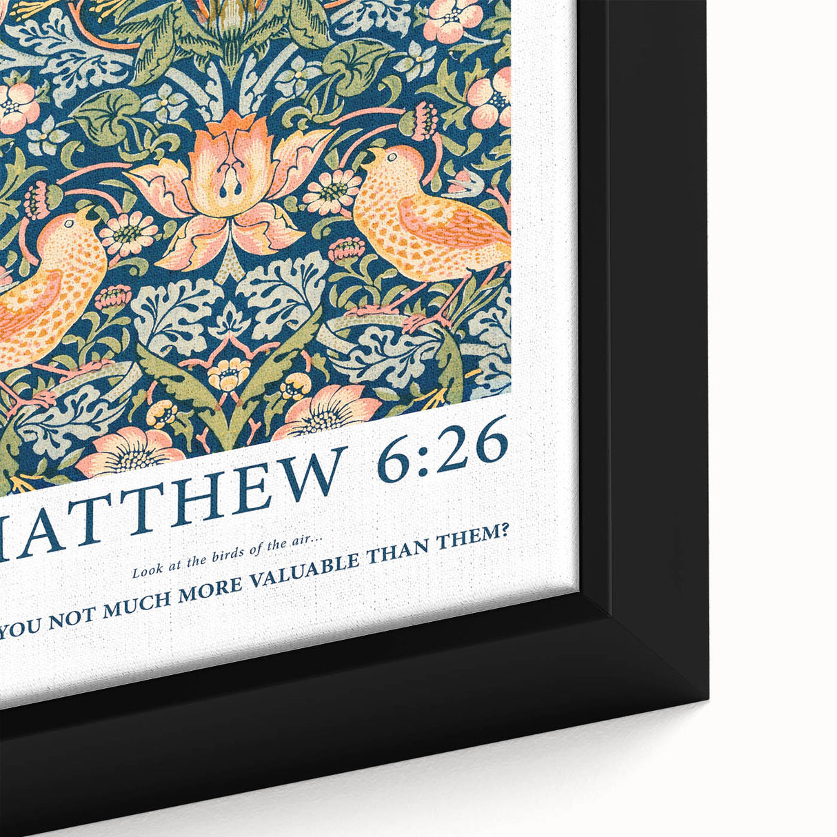 Biblical Typography Wall Art - Matthew 6:26 Floral Canvas Print
