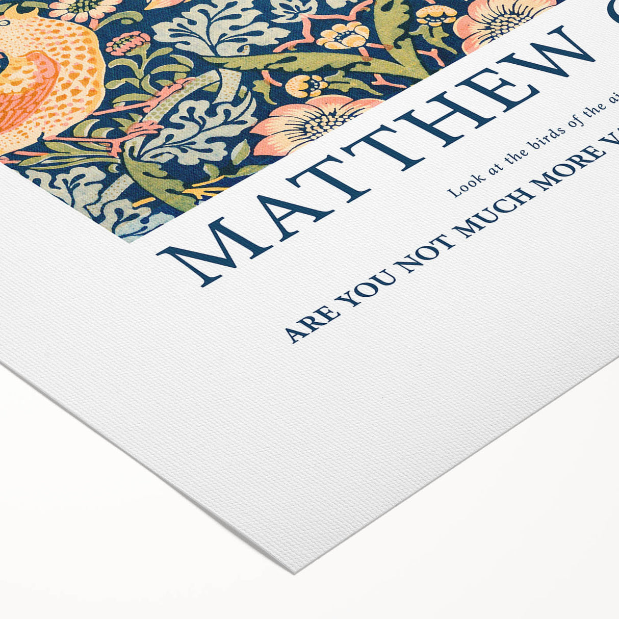 Biblical Typography Wall Art - Matthew 6:26 Floral Canvas Print