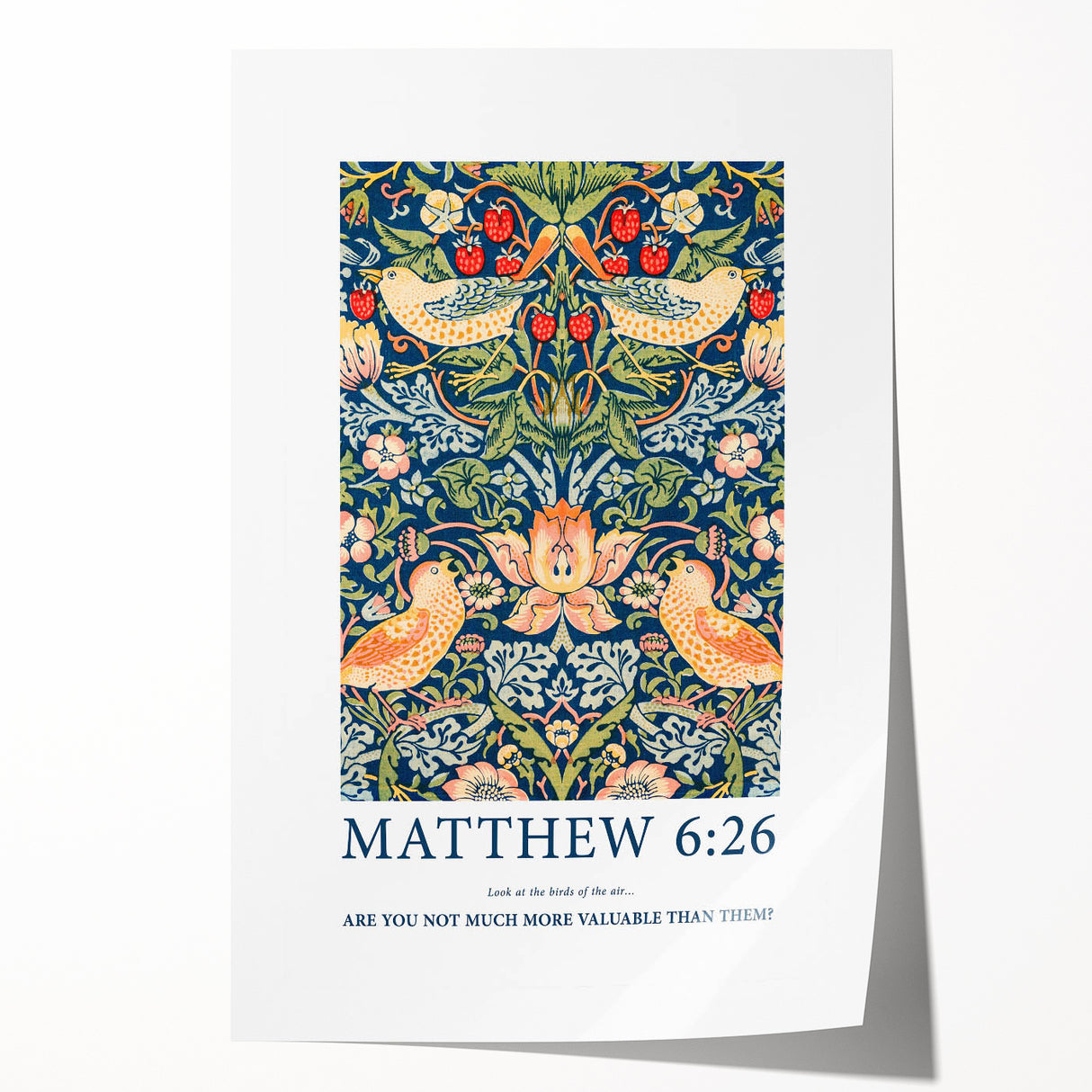 Biblical Typography Wall Art - Matthew 6:26 Floral Canvas Print