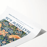 Biblical Typography Wall Art - Matthew 6:26 Floral Canvas Print