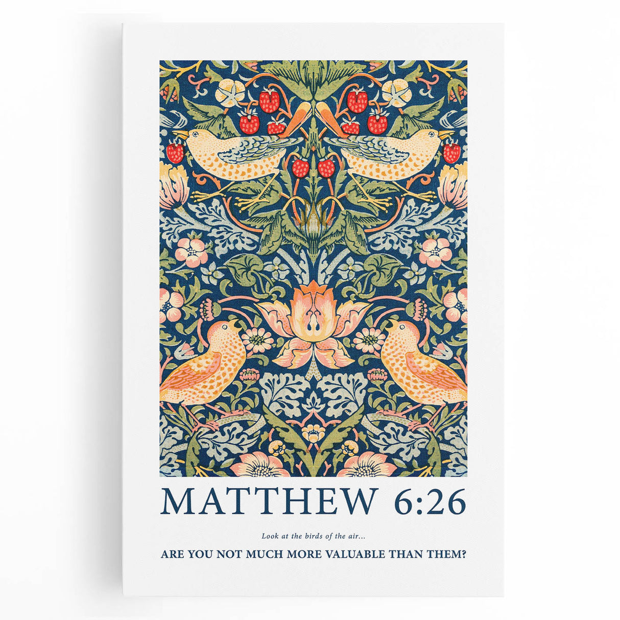 Biblical Typography Wall Art - Matthew 6:26 Floral Canvas Print