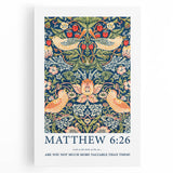 Biblical Typography Wall Art - Matthew 6:26 Floral Canvas Print