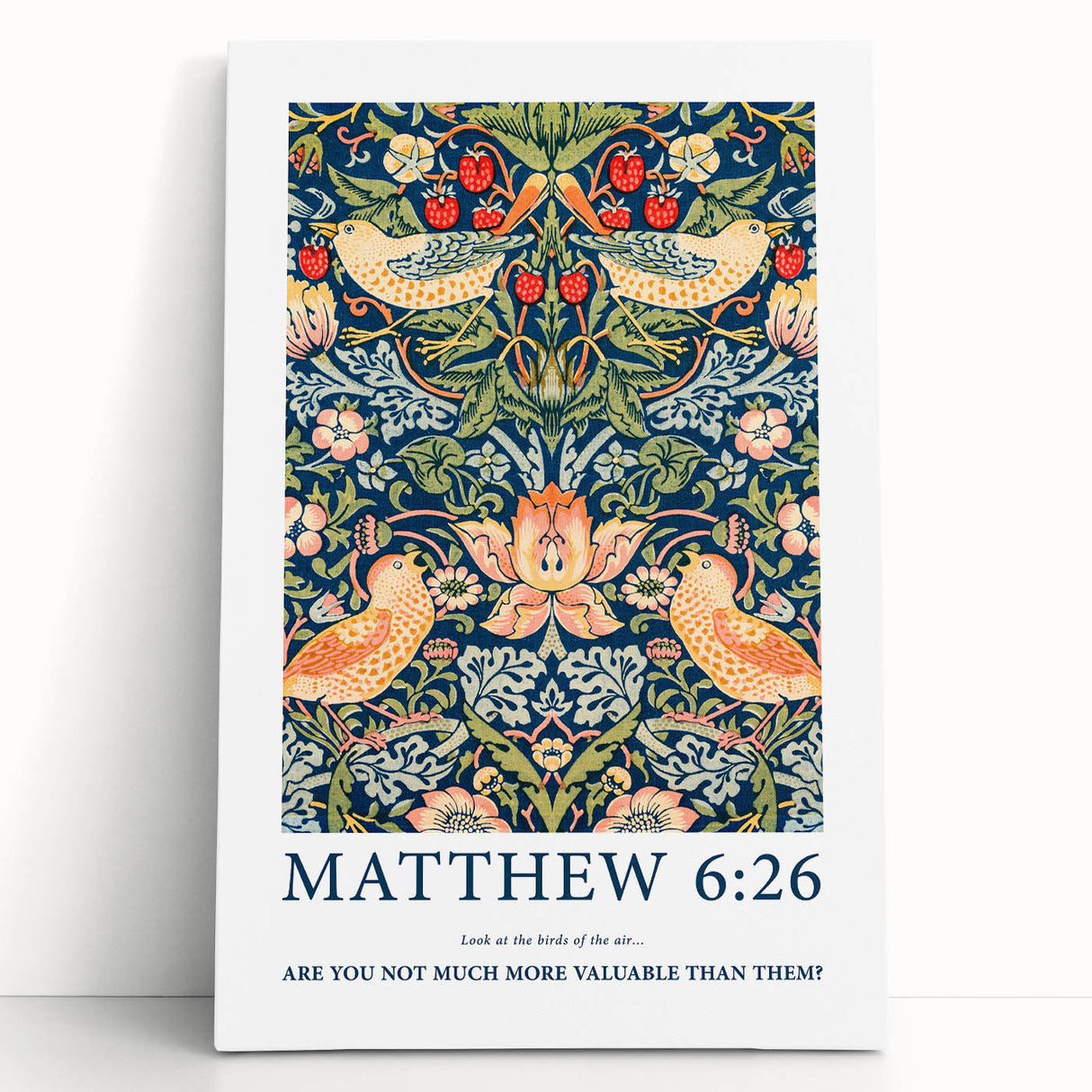 Biblical Typography Wall Art - Matthew 6:26 Floral Canvas Print