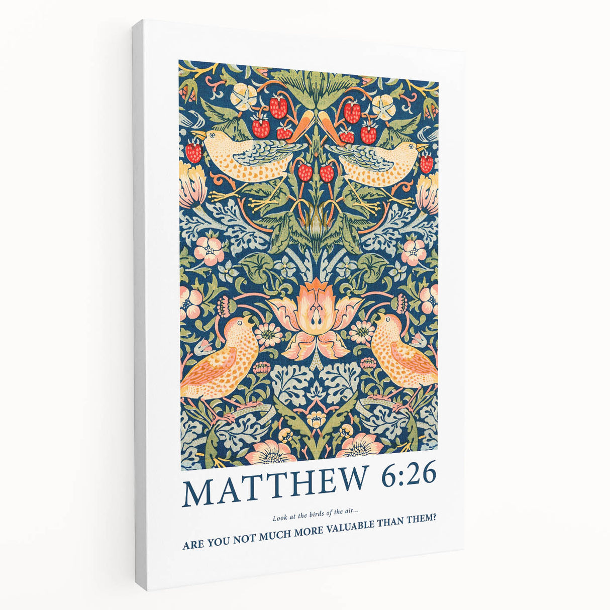 Biblical Typography Wall Art - Matthew 6:26 Floral Canvas Print