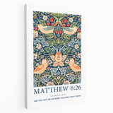 Biblical Typography Wall Art - Matthew 6:26 Floral Canvas Print