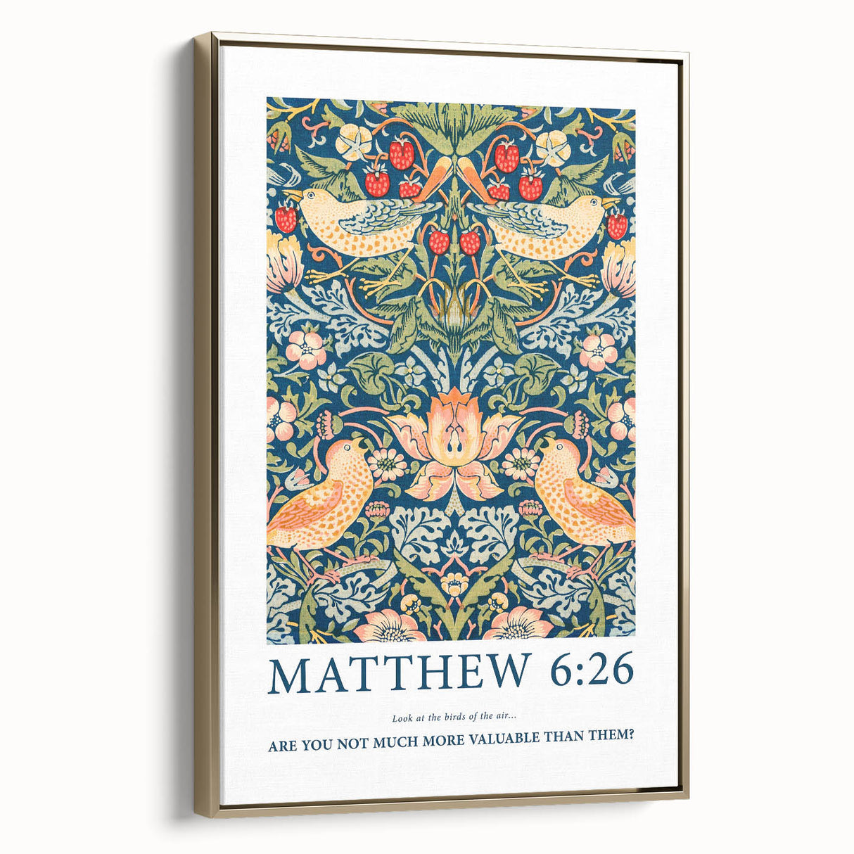 Biblical Typography Wall Art - Matthew 6:26 Floral Canvas Print