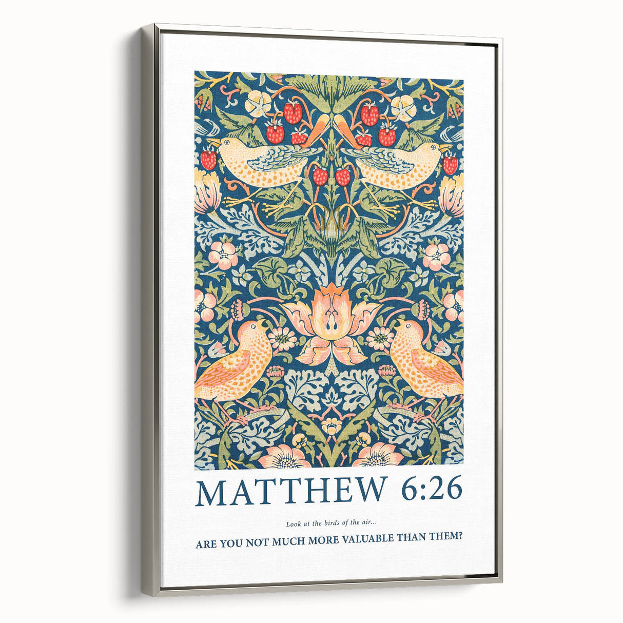 Biblical Typography Wall Art - Matthew 6:26 Floral Canvas Print