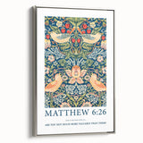 Biblical Typography Wall Art - Matthew 6:26 Floral Canvas Print